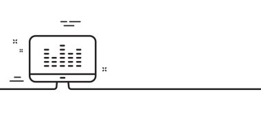 Müzik çizgi ikonu yapıyor. DJ uygulama işareti. Müzikal cihaz sembolü. Asgari çizgi çizimi arka planı. Müzik, çizgi simgesi pankartı yapıyor. Beyaz ağ şablonu konsepti. Vektör