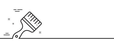 Fırça çizgisi simgesini boya. Duvar fırçası işareti. Yaratıcı resim sembolü. Asgari çizgi çizimi arka planı. Fırça çizgisi ikon desenli pankart. Beyaz ağ şablonu konsepti. Vektör