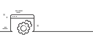 Seo vites kutusu simgesi. Web ayarları işareti. Trafik yönetimi sembolü. Asgari çizgi çizimi arka planı. Seo vites çizgisi ikon desenli pankart. Beyaz ağ şablonu konsepti. Vektör