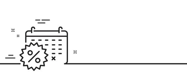 Calendrier Rabais Ligne Icône Vente Enseigne Symbole Décharge Illustration Ligne — Image vectorielle