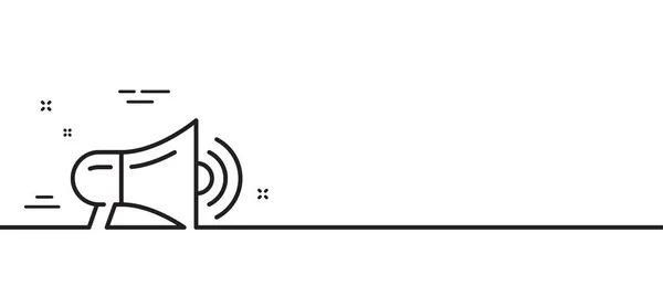 Megafon Ikonen Annonseringsanordning Symbol Kommunikationsskylt Minimal Linje Illustration Bakgrund Megafone — Stock vektor