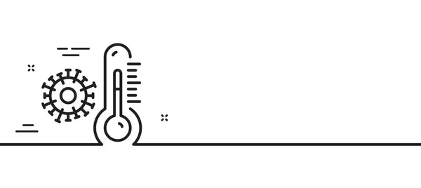 Ikona Linii Termometru Znak Diagnostyczny Temperatury Symbol Koronawirusa Minimalne Tło — Wektor stockowy