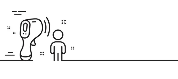 Elektronisches Thermometer Zeilensymbol Temperaturscanner Zeichen Fiebermessung Symbol Minimale Zeilenillustration Hintergrund — Stockvektor