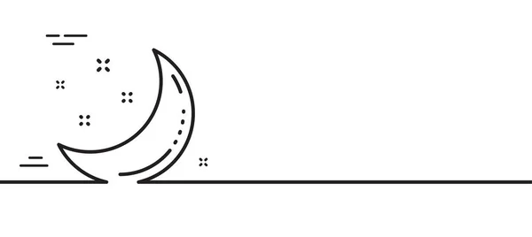 月と星の線のアイコン ナイトサインだ 睡眠シンボル 最小限の線のイラストの背景 月の星の線のアイコンパターンバナー ホワイトウェブテンプレートのコンセプト ベクトル — ストックベクタ