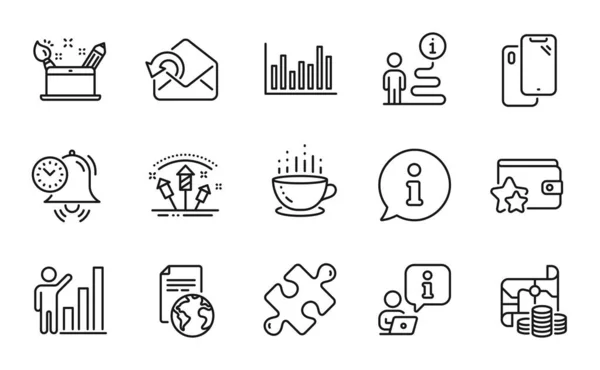 Business Icons Set Included Icon Bar Diagram Coffee Cup Graph — Vettoriale Stock