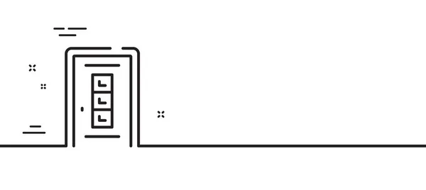 门线图标 建筑物入口标志 出口的门牌号最小线条图解背景 门线图标图案横幅 白色网络模板的概念 — 图库矢量图片