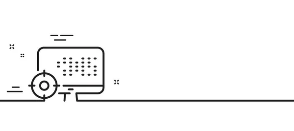 Seo Computer Line Icon Search Engine Optimization Sign Target Symbol — стоковый вектор