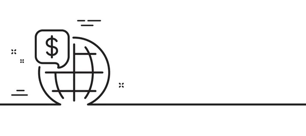 世界のマネーラインのアイコン グローバル市場のサイン インターネット決済シンボル 最小限の線のイラストの背景 世界のマネーラインのアイコンパターンバナー ホワイトウェブテンプレートのコンセプト ベクトル — ストックベクタ