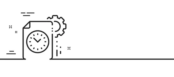 Project Deadline Line Icon Time Management Sign File Gear Symbol — Stockvektor