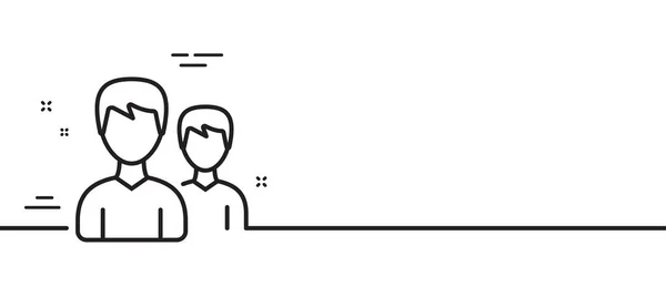 ユーザーラインアイコン カップルやグループのサイン 男性人のシルエットのシンボル 最小限の線のイラストの背景 2本の線のアイコンパターンバナー ホワイトウェブテンプレートのコンセプト ベクトル — ストックベクタ