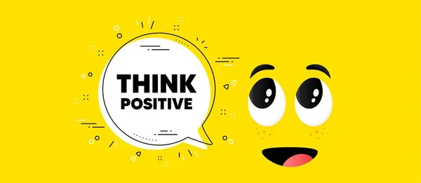 Think Positive Motivation Quote Cartoon Face Chat Bubble Background Motivational — Vetor de Stock