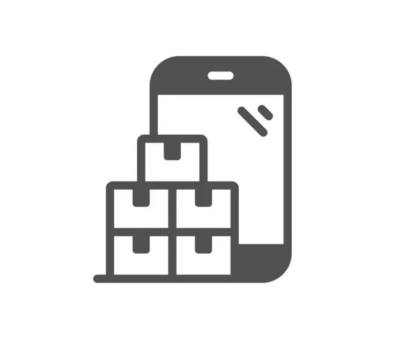 Icône Inventaire Mobile Signe Application Gros Symbole Des Boîtes Entrepôt — Image vectorielle