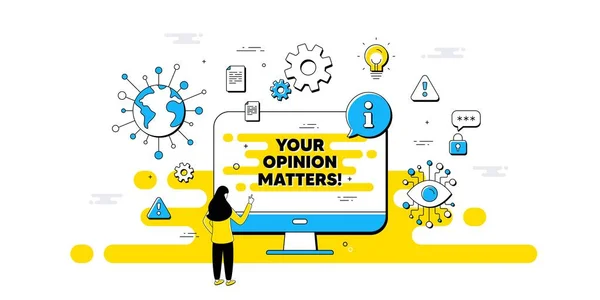 Your Opinion Matters Symbol Internet Safe Data Infographics Survey Feedback — 图库矢量图片