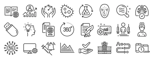 Conjunto Iconos Ciencia Tales Como Gestión Del Tiempo Temporizador Iconos — Vector de stock