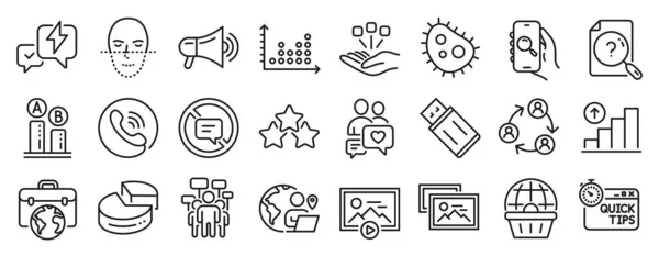 Set Technology Icons Search Document Call Center Teamwork Icons Usb — Stock Vector