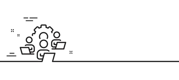团队合作线图标 远程办公标志 团队员工的标志 最小线条图解背景 团队精神线图标图案横幅 白色网络模板的概念 — 图库矢量图片
