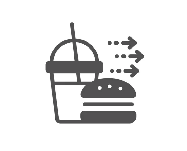 Значок Доставки Еды Чизбургер Плакатом Безалкогольного Напитка Символ Общественного Питания — стоковый вектор