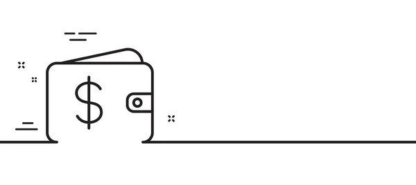 ショッピングウォレットのラインアイコン ドル記号 Usdマネーポケット記号 最小限の線のイラストの背景 ドル財布ラインアイコンパターンバナー ホワイトウェブテンプレートのコンセプト ベクトル — ストックベクタ