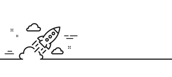 Startup Rakete Linie Symbol Launch Project Unterzeichnen Innovationssymbol Minimale Zeilenillustration — Stockvektor