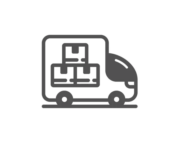 配送トラックのアイコン 倉庫の箱のサイン 卸売商品のシンボル クラシックフラットスタイル 品質設計要素 簡単な配達トラックのアイコン ベクトル — ストックベクタ