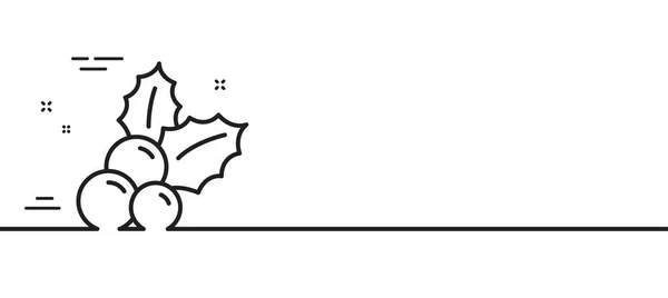 Ikona Vánoční Cesmíny Znamení Ilex Aquifolium Minimální Čára Ilustrace Pozadí — Stockový vektor