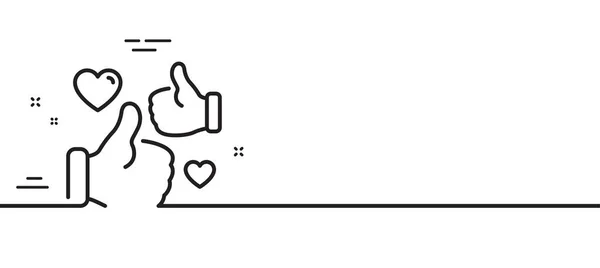 Line Icon Thumbs Heart Sign Positive Feedback Social Media Symbol — Vetor de Stock