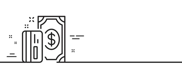 Ícone Linha Dinheiro Assinatura Métodos Pagamento Símbolo Cartão Crédito Fundo — Vetor de Stock
