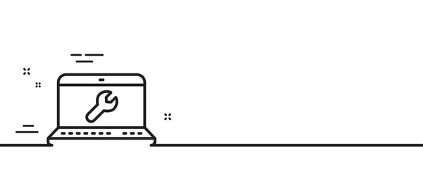 Icône Ligne Outil Clé Panneau Service Réparation Ordinateur Portable Fixer — Image vectorielle