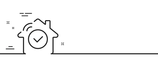 房子的安全线图标 聪明的家庭标志 私人保护标志 最小线条图解背景 房屋安全线图标图案横幅 白色网络模板的概念 — 图库矢量图片