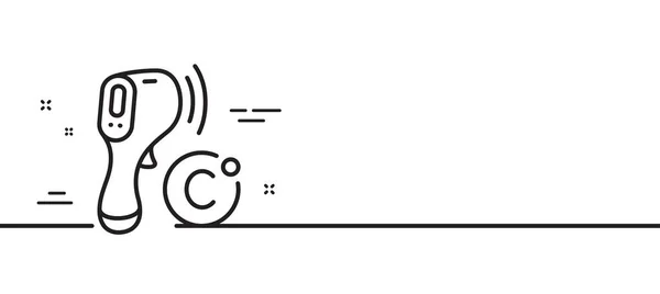 Elektronisches Thermometer Zeilensymbol Temperaturscanner Zeichen Fiebermessung Symbol Minimale Zeilenillustration Hintergrund — Stockvektor