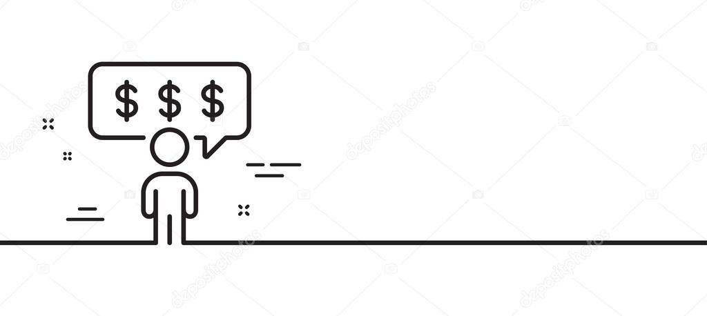 Employee benefits line icon. Business salary sign. People savings symbol. Minimal line illustration background. Employee benefits line icon pattern banner. White web template concept. Vector
