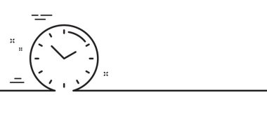 Zaman yönetimi çizgisi simgesi. Saat işareti. Sembol izle. Asgari çizgi çizimi arka planı. Zaman çizgisi simge pankartı. Beyaz ağ şablonu konsepti. Vektör