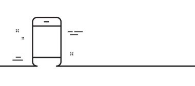 Akıllı telefon ikonu. Cep telefonu ya da telefon işareti. İletişim Mobil Cihazı sembolü. Asgari çizgi çizimi arka planı. Akıllı telefon hattı simge desenli pankart. Beyaz ağ şablonu konsepti. Vektör