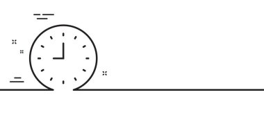Saat çizgisi simgesi. Zaman işareti. Ofis İzleme ya da Zamanlayıcı sembolü. Asgari çizgi çizimi arka planı. Saat çizgisi simge pankartı. Beyaz ağ şablonu konsepti. Vektör