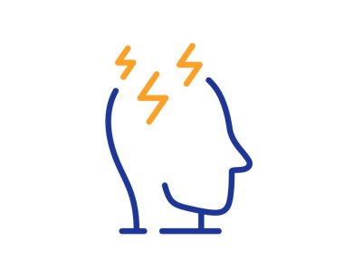 Stres hattı ikonu. Depresyon işareti. Akıl sağlığı sembolü. Renkli ince çizgi ana hatları. Doğrusal stres simgesi. Düzenlenebilir felç. Vektör