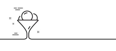 Cam çizgi ikonunda dondurma. Vanilyalı dondurma işareti. Donmuş yaz tatlı sembolü. Asgari çizgi çizimi arka planı. Dondurma hattı ikon desenli pankart. Beyaz ağ şablonu konsepti. Vektör