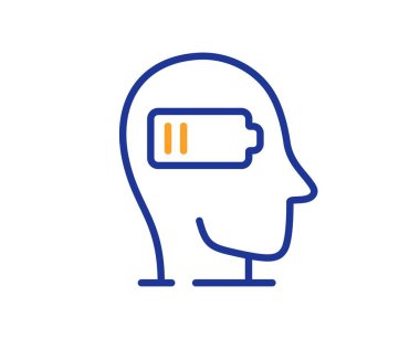 Yorgunluk çizgisi simgesi. Zor yorgunluk işareti var. Akıl sağlığı sembolü. Renkli ince çizgi ana hatları. Doğrusal stil yorgunluk simgesi. Düzenlenebilir felç. Vektör