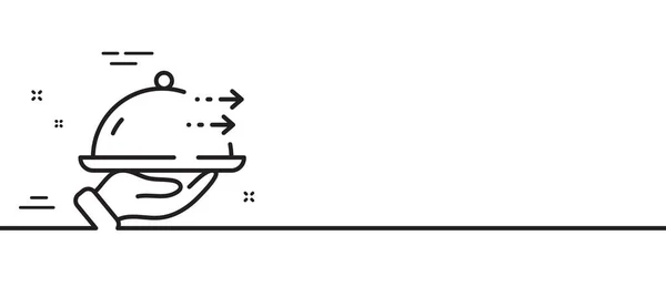 食物运送线图标 餐厅定单标志 饮食服务的象征 最小线条图解背景 食品配送线图标图案横幅 白色网络模板的概念 — 图库矢量图片