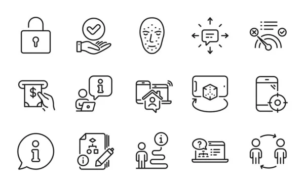 Technology Icons Set Included Icon Internet Seo Phone Workflow Signs — Vettoriale Stock