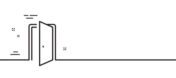 打开车门线图标 入口门牌 建筑物入口标志 最小线条图解背景 打开车门线图标图案横幅 白色网络模板的概念 — 图库矢量图片