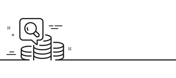 Inspectez Icône Ligne Panneau Comptabilité Budgétaire Rechercher Symbole Argent Illustration — Image vectorielle