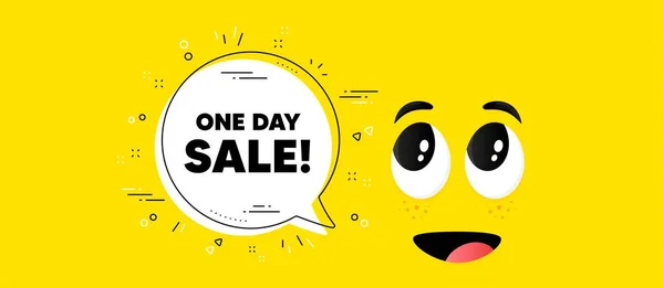 One Day Sale Cartoon Face Chat Bubble Background Special Offer — Stock vektor