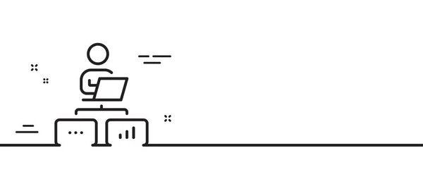 Hattı Ikonunda Çalış Dışarıdan Ilanı Uzaktan Ofis Çalışanı Sembolü Asgari — Stok Vektör