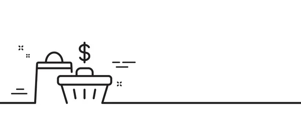 Warenkorb Linie Symbol Kundenverkaufstaschenschild Einkauf Supermarkt Minimale Zeilenillustration Hintergrund Sale — Stockvektor