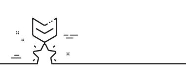 Madalya kazanan ikon. Rütbeli yıldız işareti. En iyi rütbe sembolü. Asgari çizgi çizimi arka planı. Madalya kazanan ikon desenli pankart. Beyaz ağ şablonu konsepti. Vektör