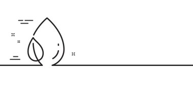 Su damlası ikonlu nane yaprağı. Doğa çiy tabelası. Çevresel bakım sembolü. Asgari çizgi çizimi arka planı. Yaprak çiğ çizgisi ikon desenli pankart. Beyaz ağ şablonu konsepti. Vektör