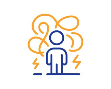 Stres çizgisi simgesi. Depresyon işareti. Akıl sağlığı ya da psikoloji sembolü. Renkli ince çizgi ana hatları. Doğrusal stil zor stres simgesi. Düzenlenebilir felç. Vektör