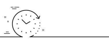 Zaman çizgisi simgesi. Saat işareti. Sembol izle. Asgari çizgi çizimi arka planı. Zaman çizgisi simge desenli pankart. Beyaz ağ şablonu konsepti. Vektör