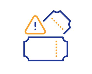 Bilet kuyruğu simgesi. Işınlama girişi işareti. Giriş bileti sembolü olarak ödenmiş. Renkli ince çizgi ana hatları. Doğrusal stil biletleri simgesi. Düzenlenebilir felç. Vektör