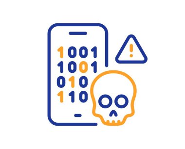 Siber saldırı hattı ikonu. Fidye tehdidi işareti. Telefon hackleme sembolü. Renkli ince çizgi ana hatları. Doğrusal siber saldırı ikonu. Düzenlenebilir felç. Vektör